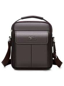 Bolso bandolera para estudiantes de secundaria, bolso de hombro de PU para estudiantes universitarios, bolso informal unisex - Café integral - Ver 3