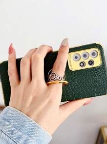 鳄鱼纹磁吸防摔手机壳带指环支架适用于 iPhone15/15Plus/15Pro/15Promax 防水防震防刮