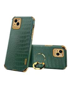 鳄鱼纹磁吸防摔手机壳带指环支架适用于 iPhone15/15Plus/15Pro/15Promax 防水防震防刮