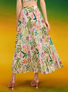 Miriam Omar Falda plisada con estampado floral de diseñador - Multicolor - Ver 5