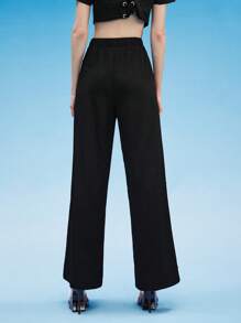 Chiara Solid Flare Leg Trousers - Black - View 2
