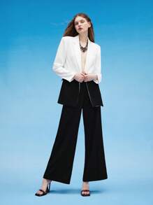 Chiara Solid Flare Leg Trousers - Black - View 3