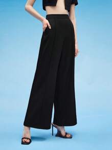 Chiara Solid Flare Leg Trousers - Black - View 5