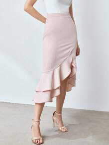 MOTF PREMIUM Váy nàng tiên cá bất đối xứng - Màu Hồng baby - Xem 8