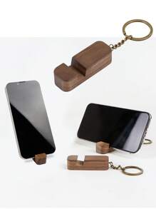Wooden Desktop Phone Holder - Chocolate Brown - View 1