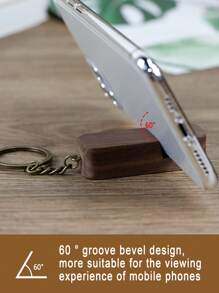 Wooden Desktop Phone Holder - Chocolate Brown - View 4