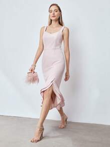 MOTF PREMIUM Váy nàng tiên cá bất đối xứng - Màu Hồng baby - Xem 2