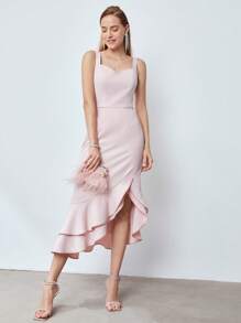 MOTF PREMIUM Váy nàng tiên cá bất đối xứng - Màu Hồng baby - Xem 4