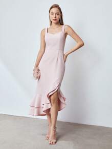 MOTF PREMIUM Váy nàng tiên cá bất đối xứng - Màu Hồng baby - Xem 6