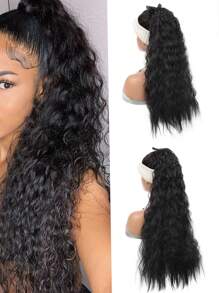 Nối tóc tổng hợp xoăn đuôi ngựa - màu đen - Xem 1