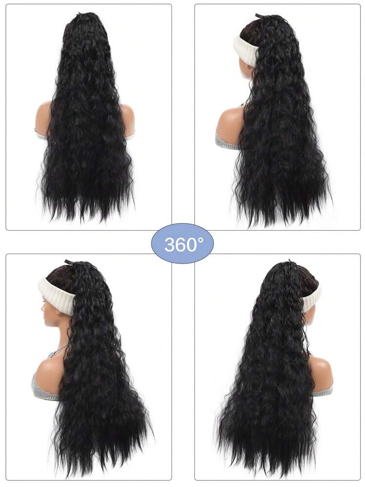 Extensión del pelo rizado coleta sintético - Negro - Añade 3