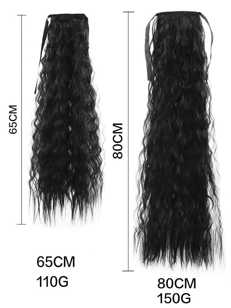 Extensión del pelo rizado coleta sintético - Negro - Añade 5
