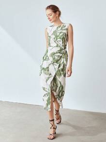 MOTF PREMIUM Vestido viscosa de lino con cordón lateral