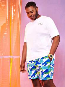 Manfinity Hombres Camiseta de hombros caídos con estampado de slogan - Blanco - Ver 5