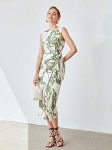 MOTF PREMIUM Vestido viscosa de lino con cordón lateral