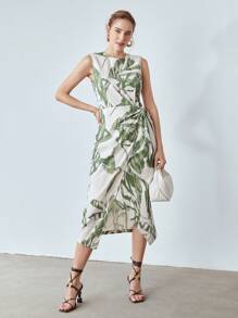 MOTF PREMIUM Vestido viscosa de lino con cordón lateral