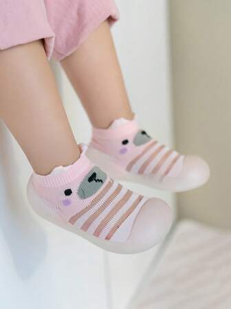 女嬰卡通小熊印花軟底平底襪子鞋