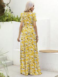 DEARCASE Đầm Túi Hoa Tất cả trên in Boho - Màu vàng - Xem 2