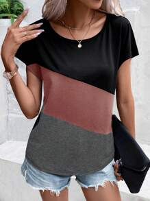 SHEIN LUNE T-Shirt mit Farbblock, Dolmanärmeln,