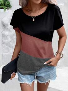 SHEIN LUNE T-Shirt mit Farbblock, Dolmanärmeln,