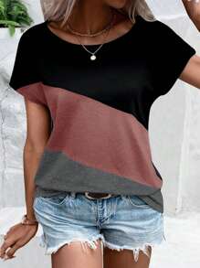 SHEIN LUNE T-Shirt mit Farbblock, Dolmanärmeln,