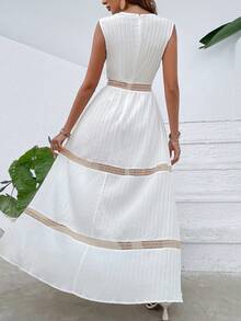 SHEIN VCAY Contrast Lace A-line Dress - White - View 2