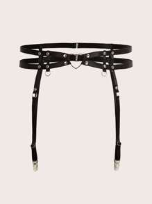 Liguero a la cintura aro de corazón detalle - Negro - Ver 1
