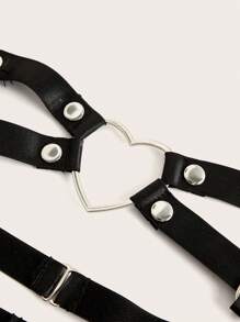 Liguero a la cintura aro de corazón detalle - Negro - Ver 3