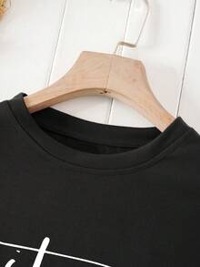 INAWLY 標語圖案T恤 - 黑色 - 查看 5