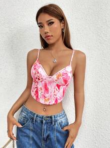 Allurite Tie Dye Print Bustier Cami Top - Pink - View 4