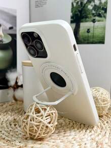 1 件硬壳手机壳，带伸缩支架、磁环和镂空指环，适用于 iPhone，采用 PC 材料制成 - 白色 - 查看 2