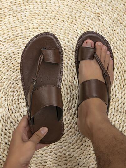 男式風格舒適休閒拖鞋，阿拉伯風格海灘人字拖