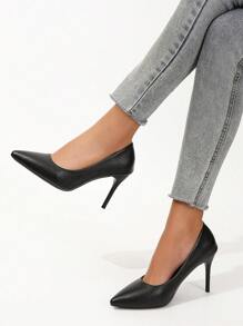 Women's Matt Black Ruched Material 9CM Thin High Heel Pumps, Comfortable For Office, Wedding, Professional Work, All Season