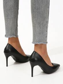 Women's Matt Black Ruched Material 9CM Thin High Heel Pumps, Comfortable For Office, Wedding, Professional Work, All Season