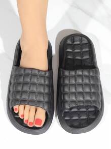 女士極簡單帶時尚拖鞋 - 黑色 - 查看 1