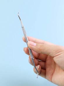 3支装不锈钢双头美甲棒及角质层推棒，耐用专业美甲修脚清洁工具，适用于手指甲和脚趾甲，美甲用品，美甲工具，美甲艺术工具，返校季，美甲，美甲工具，美甲贴片工具，美甲修脚工具 - 銀色 - 查看 4