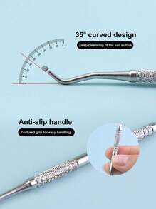 3支装不锈钢双头美甲棒及角质层推棒，耐用专业美甲修脚清洁工具，适用于手指甲和脚趾甲，美甲用品，美甲工具，美甲艺术工具，返校季，美甲，美甲工具，美甲贴片工具，美甲修脚工具 - 銀色 - 查看 6