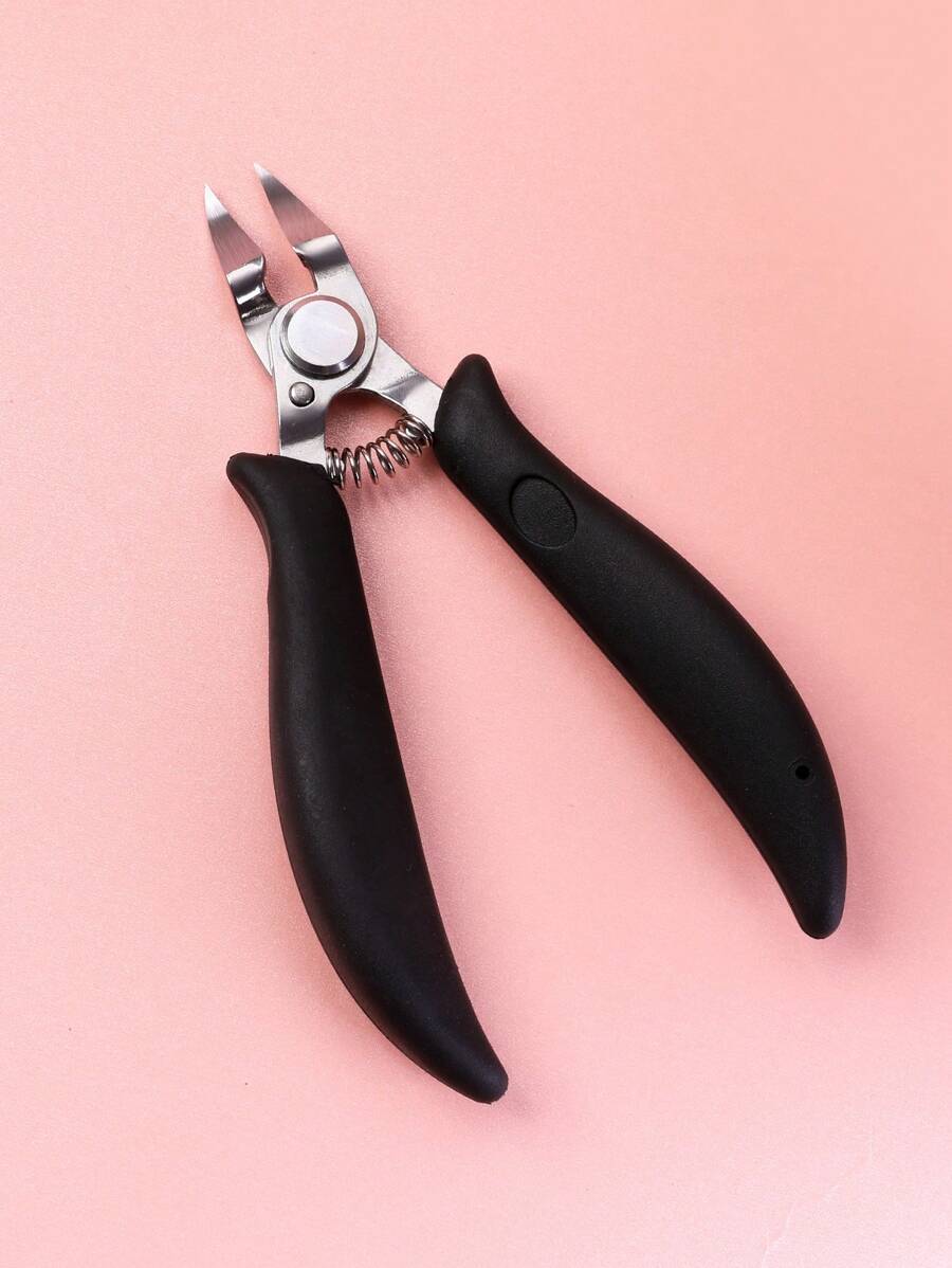 1pc Stainless Steel Nail Clipper With Thick Blades, Black Handle