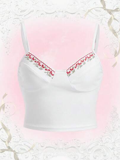 Floral Embroidery Cami Top