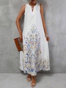 Aveloria Floral Print Notched Neckline Dress - Multicolor - View 2