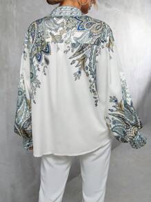 SHEIN Clasi Paisley Print Button Front Shirt - Multicolor - View 2