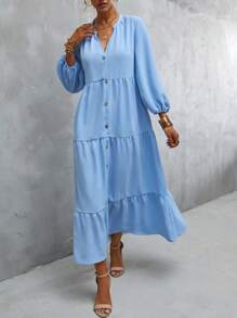 Aveloria 燈籠袖荷葉邊洋裝不附腰帶