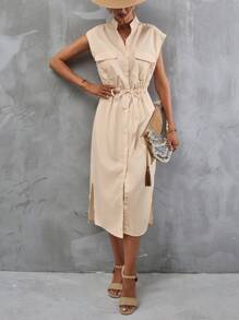 Aveloria 翻蓋口袋腰帶襯衫洋裝