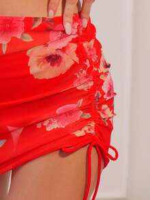 印花前打結比基尼泳裝附罩衫套裝 - 彩色 - 查看 5