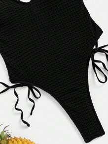 SHEIN Swim Badeanzug mit Kreuzgurt, rückenfrei seitlichem Band,