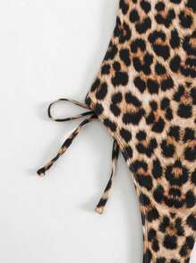 Swim SXY Leopard Print Backless Halter One-Piece Swimsuit Summer - Multicolor - View 4