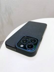 1 pieza Funda Suave Negra de Teléfono de PU, a prueba de golpes, resistente al sudor, anticicatrices, antihuellas, a prueba de rasguños, no se desvanece, compatible con iPhone - Negro - Ver 4