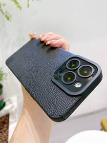 1 pieza Funda Suave Negra de Teléfono de PU, a prueba de golpes, resistente al sudor, anticicatrices, antihuellas, a prueba de rasguños, no se desvanece, compatible con iPhone - Negro - Ver 6