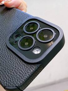 1 pieza Funda Suave Negra de Teléfono de PU, a prueba de golpes, resistente al sudor, anticicatrices, antihuellas, a prueba de rasguños, no se desvanece, compatible con iPhone - Negro - Ver 8