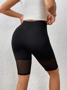 SHEIN Essnce Dames mesh splice nauwsluitende fietsbroek